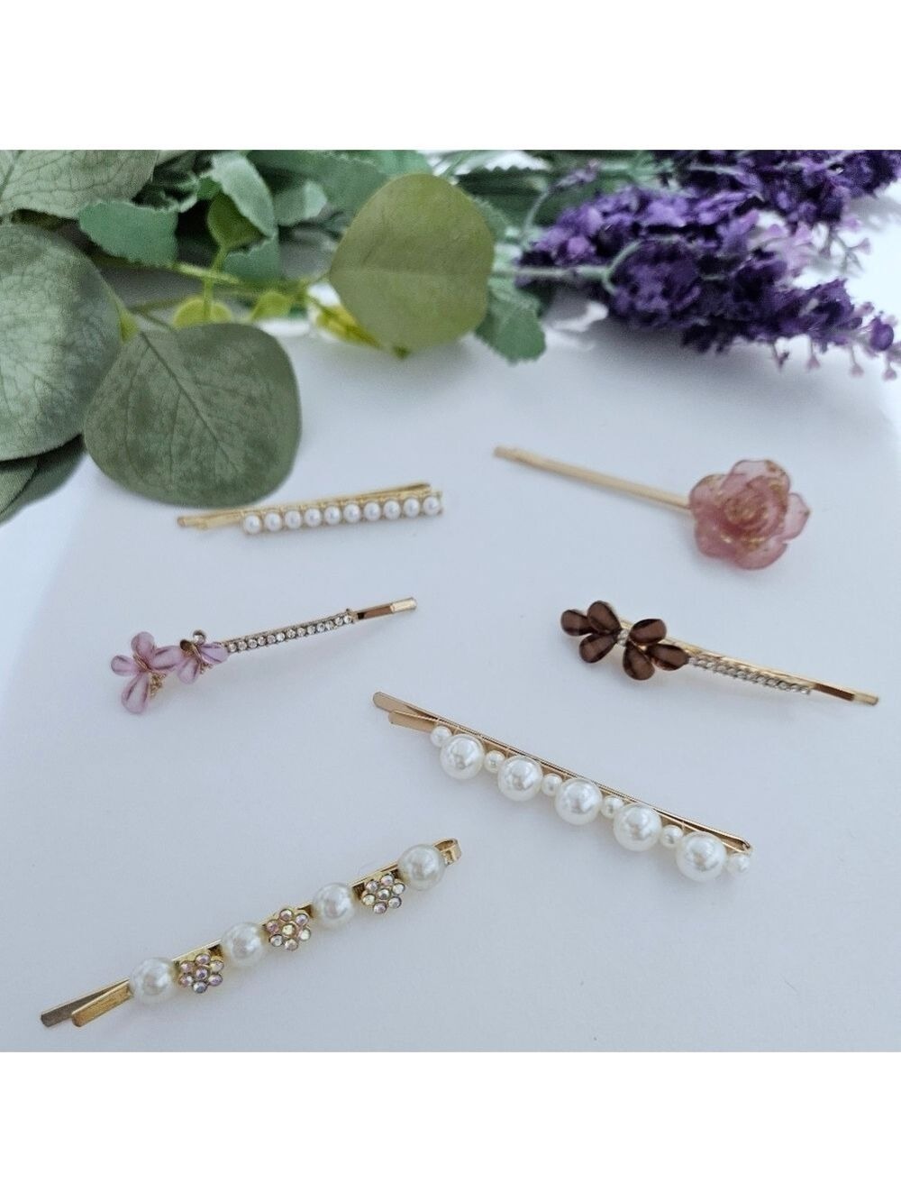 NWT Rhinestone Pearl Floral Hair Pin Set - Picture 2 of 4